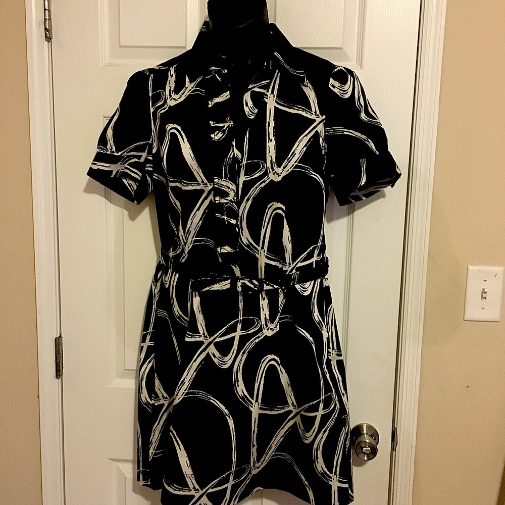 New York and Company Black & white abstract design dress. - Picture 1 of 5